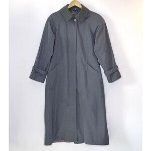 Vintage La VOGUE Trench Coat Womens 8 Hidden Buttons Wool Collar Zip Lining READ